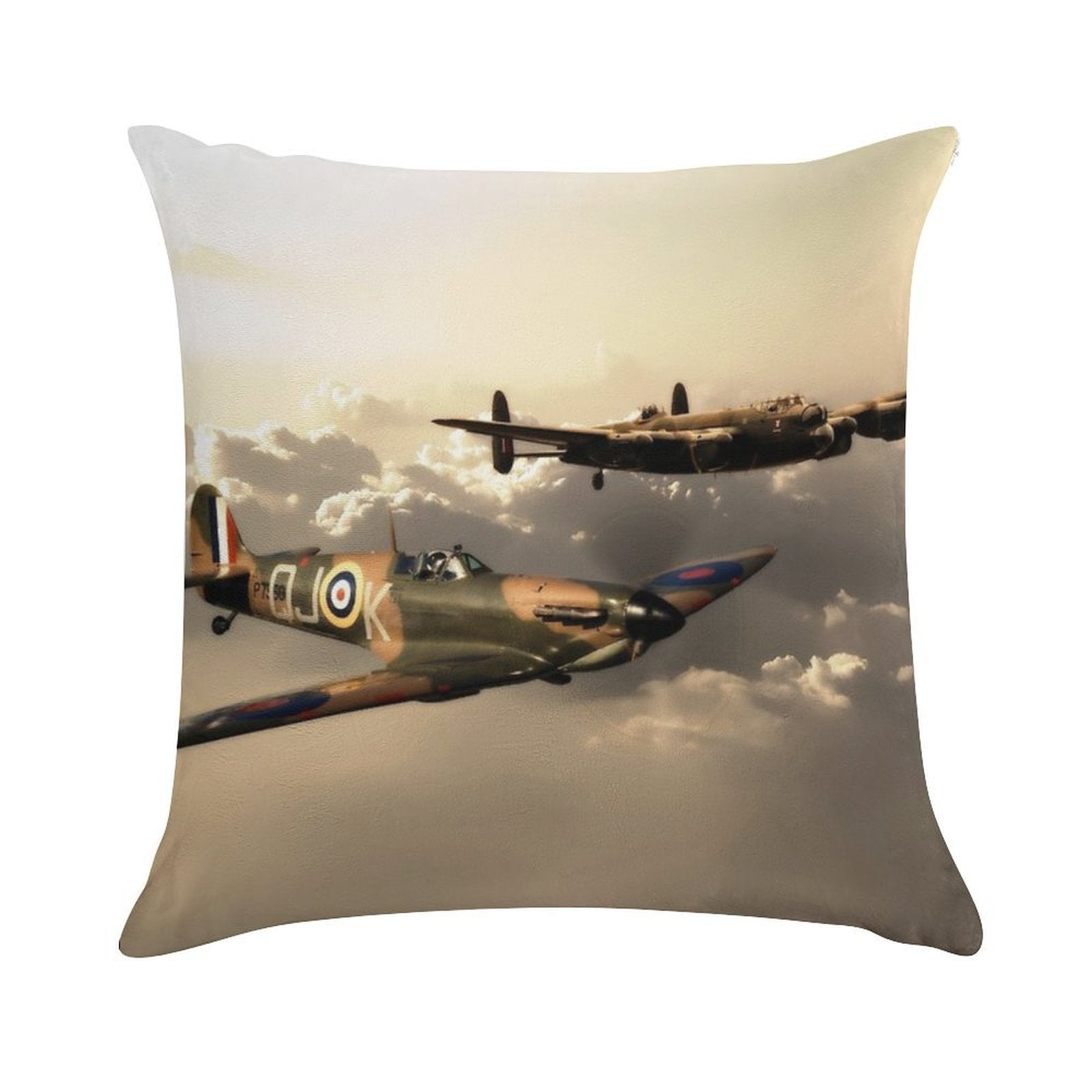 BBMF Spitfire And Lancaster Soft Skin-Friendly Throw Pillow