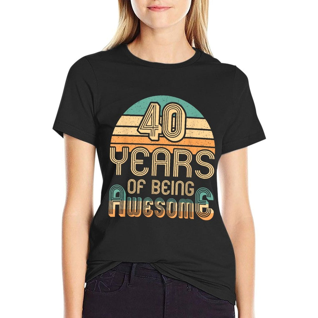 40 Years Of Being Awesome 40 Years Old Retro 40th Birthday  Relaxed-fit T-Shirt