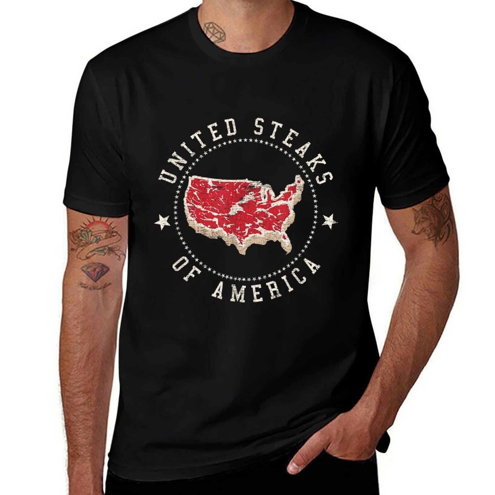 United Steaks Of America Vintage T-shirt  Oversized Silhouette T-Shirt