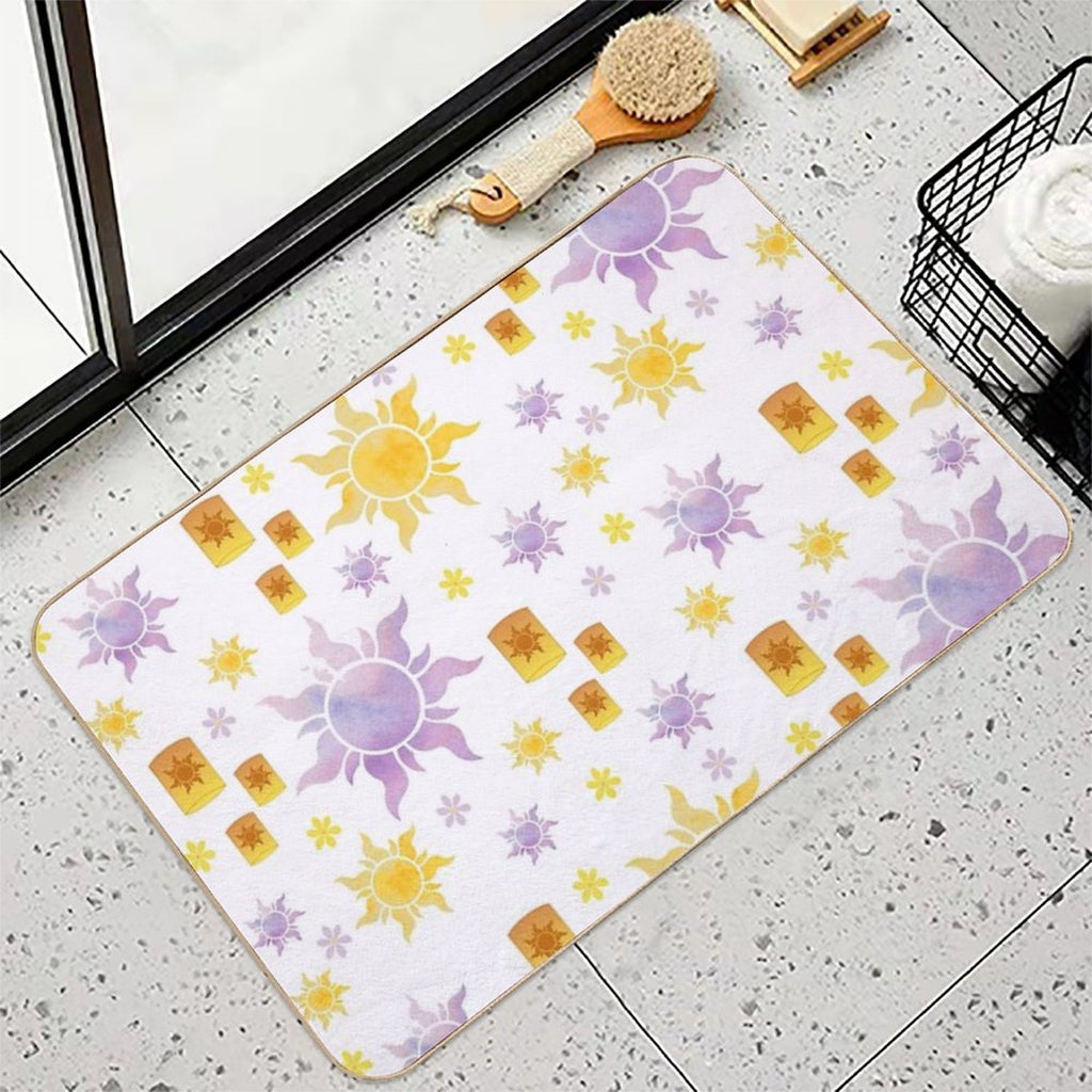 Tangled Sun Pattern  Easy Maintenance Bath Mat