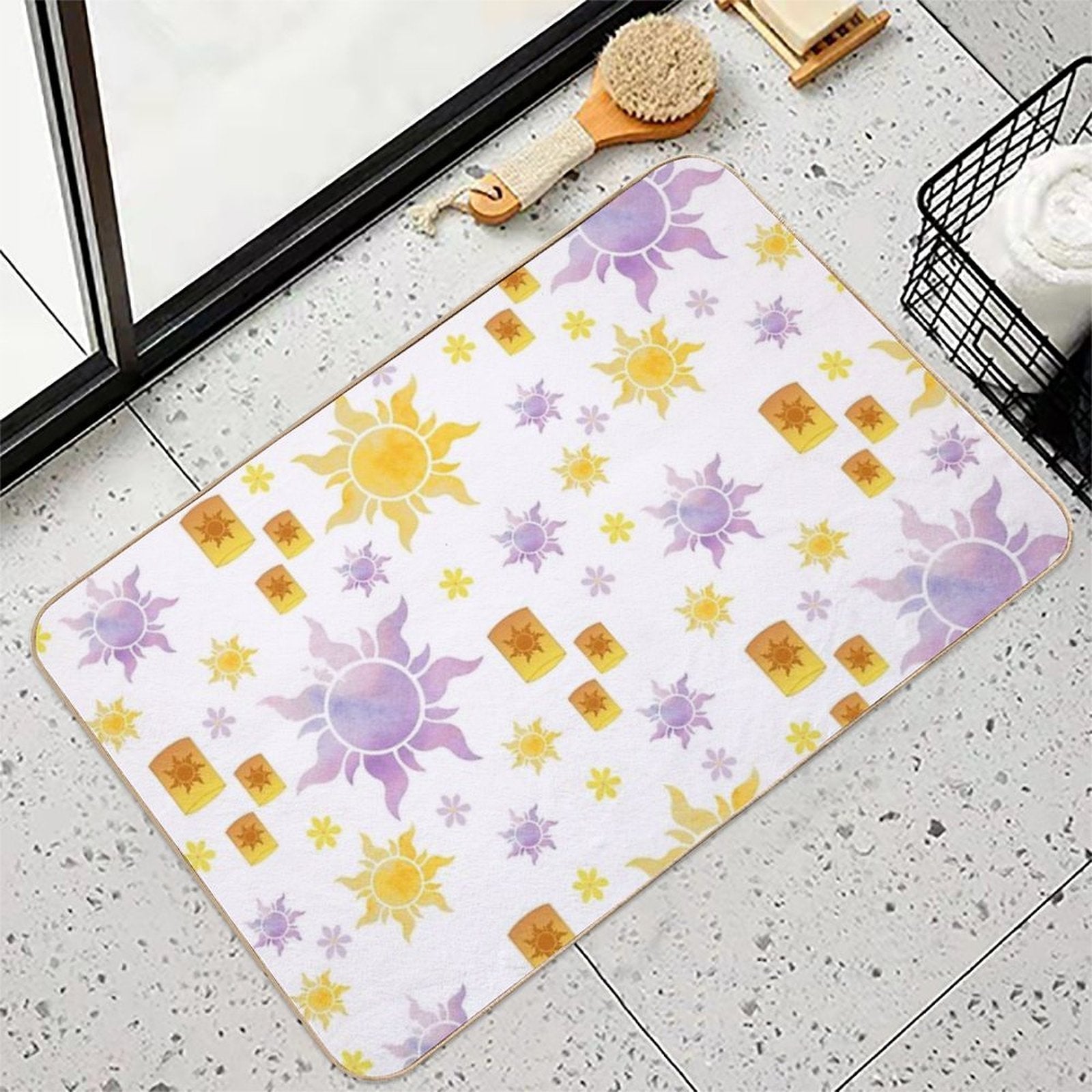Tangled Sun Pattern  Easy Maintenance Bath Mat