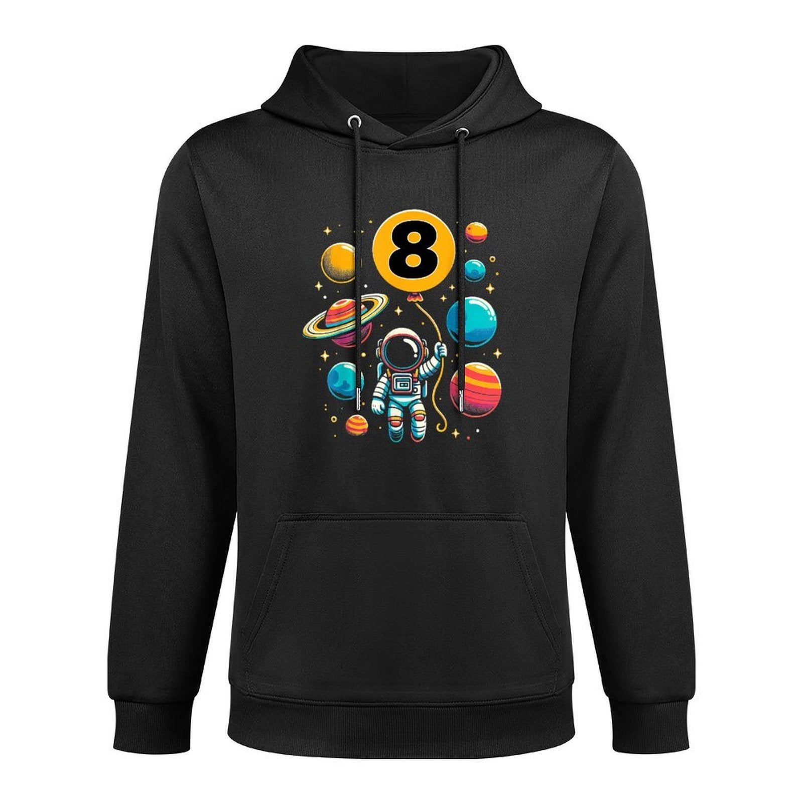 8th Birthday Astronaut Space Planets Eight Years Old Shrink-Resistant Hoodie