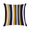 Modern Stripes Vertical Pattern in Honey Mustard Yellow, Dark Navy Blue, Gray, And White. Minimalist Color Block Soft Short Plush Fabric Throw Pillow