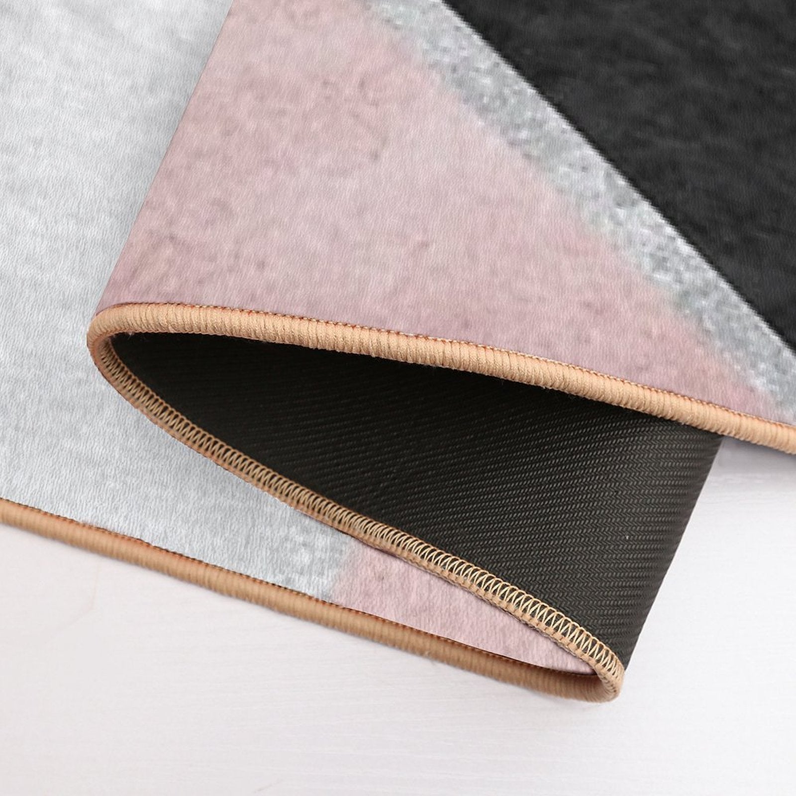 Pink, Silver And Black Geometric Design  Absorbent Bath Mat