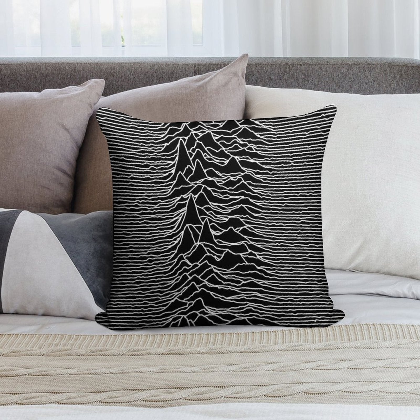 Unknown Pleasures [J01] Soft Warmth Comfort Throw Pillow