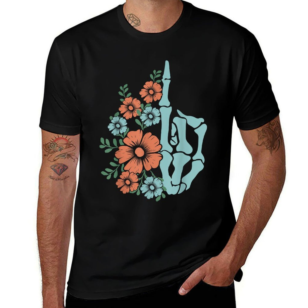 Skeleton Middle Finger Flowers  Vintage-inspired T-Shirt
