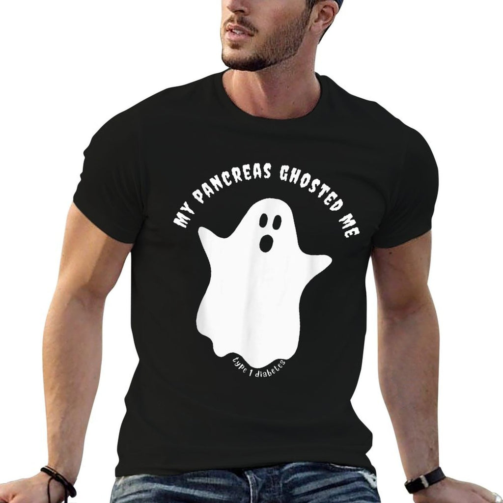 Halloween My Pancreas Ghosted Me, Type 1 Diabetes  Rolled Sleeves T-Shirt