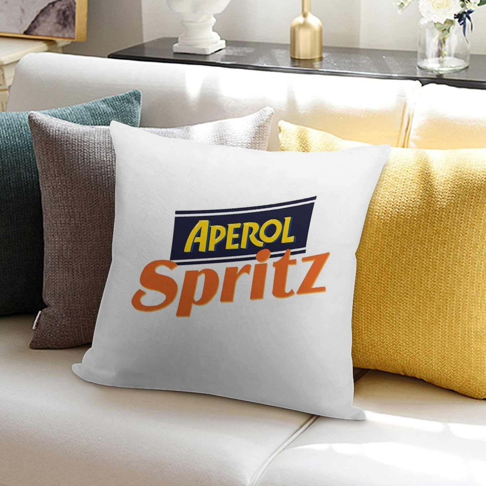 Aperol Spritz Soft Short Plush Fabric Throw Pillow