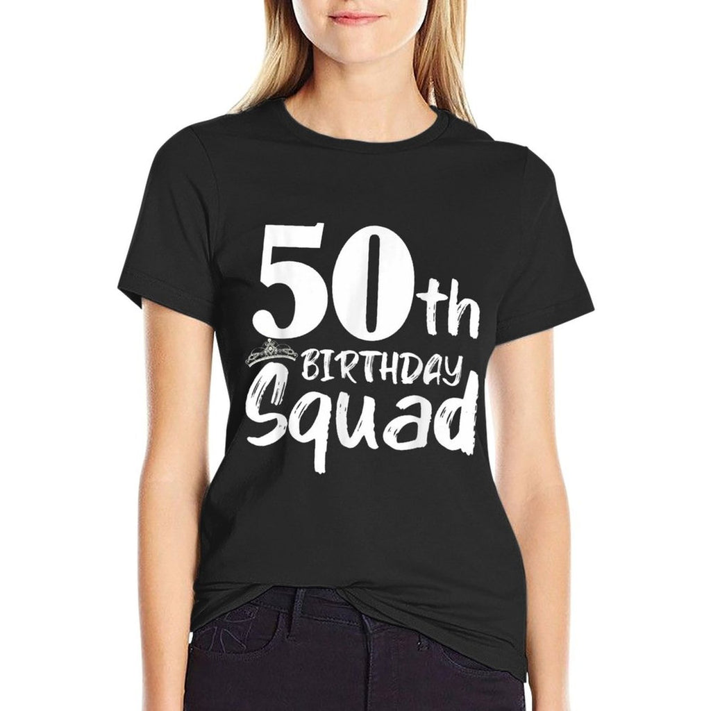 Funny 50th Birthday Squad Party Fifty Old  Rolled Sleeves T-Shirt
