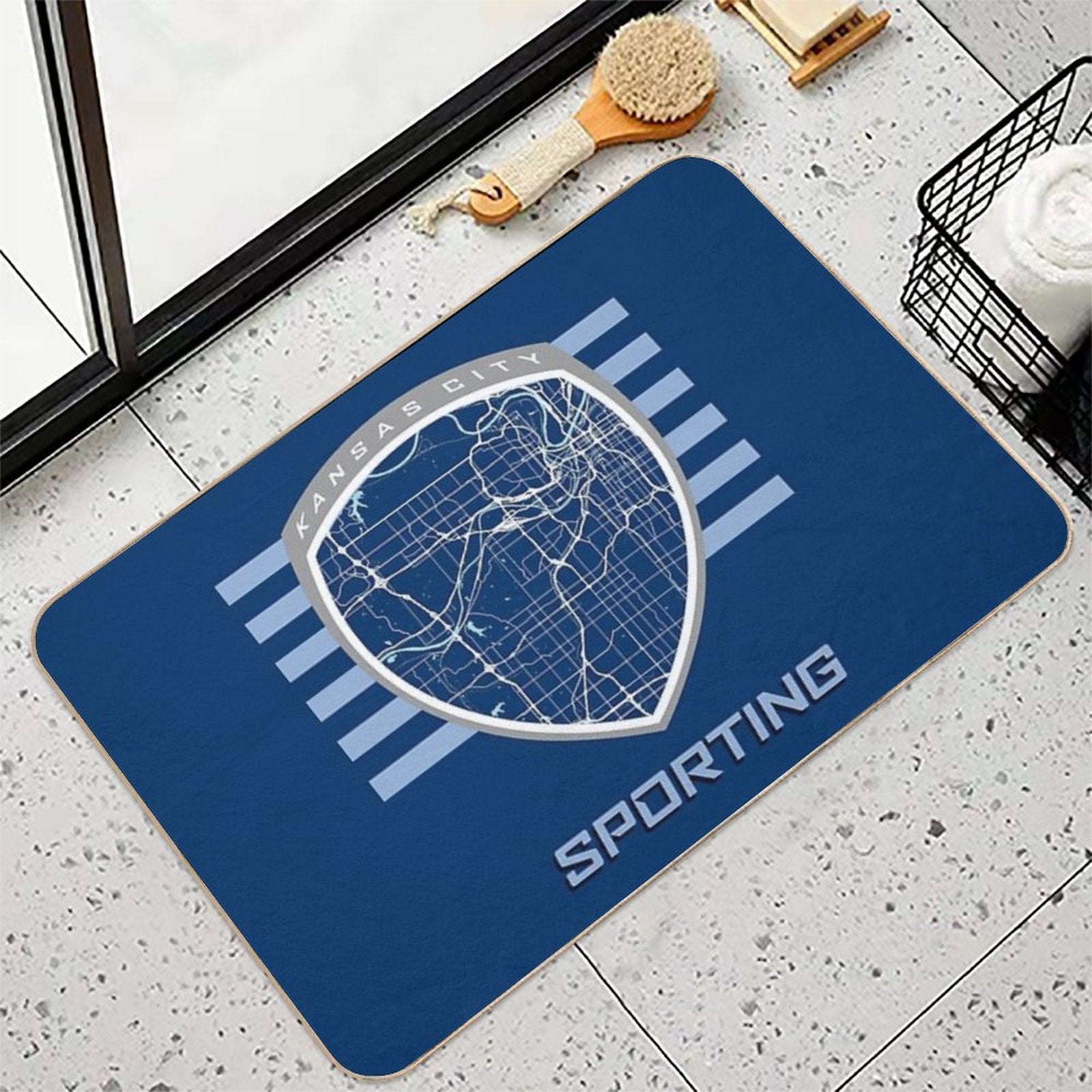 Kansas City Map in Sporting Colors  Slip-Resistant Bath Mat