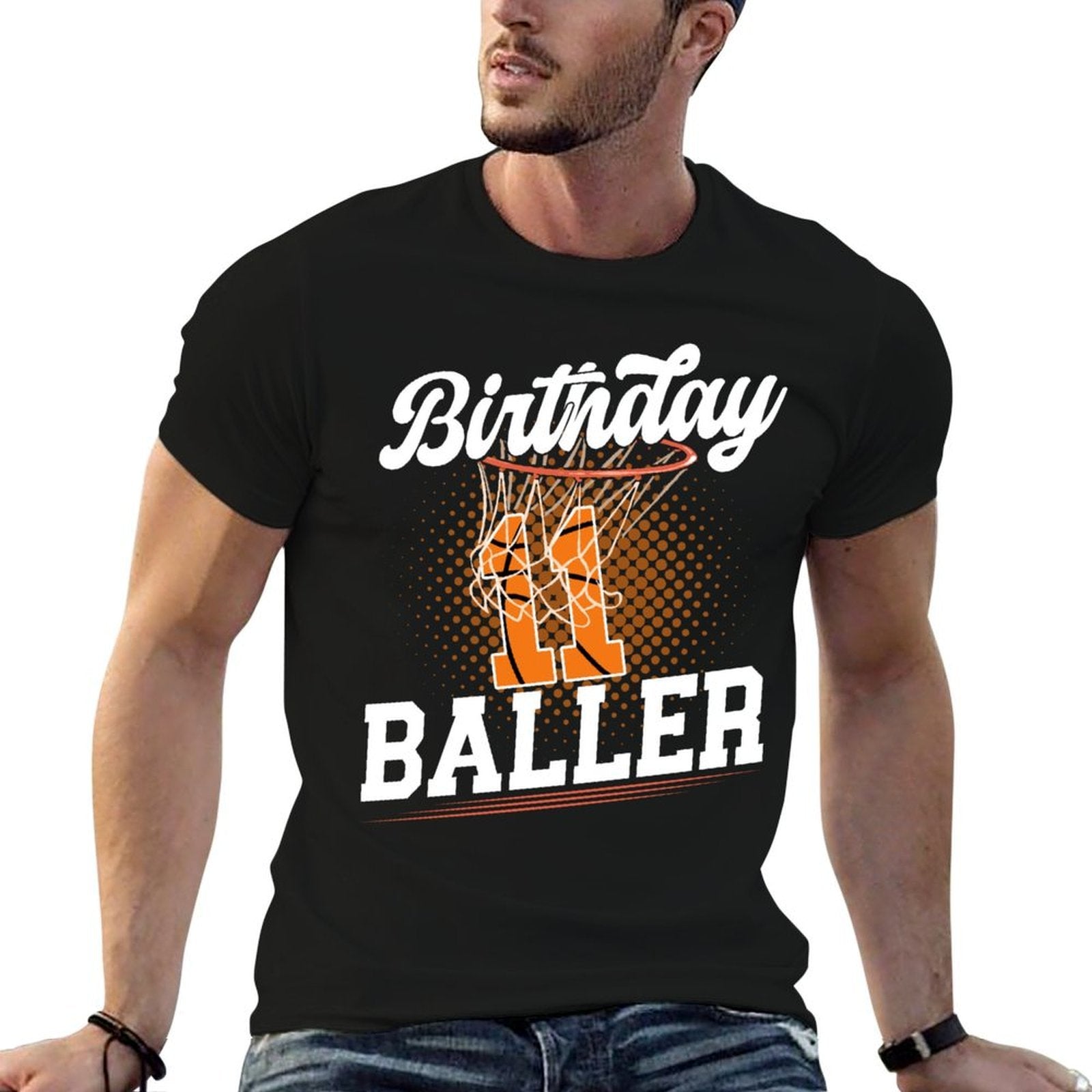 11th Basketball Birthday Eleven Year Old Basketball Player  Cotton T-Shirt