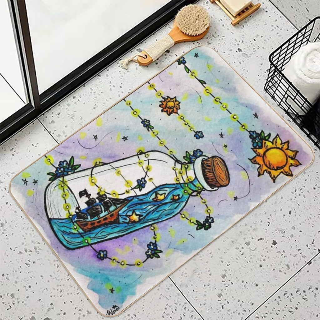 Not Yet    Suns & Pirate Ships    Inspired by The Amazing Devil  Repositionable Bath Mat