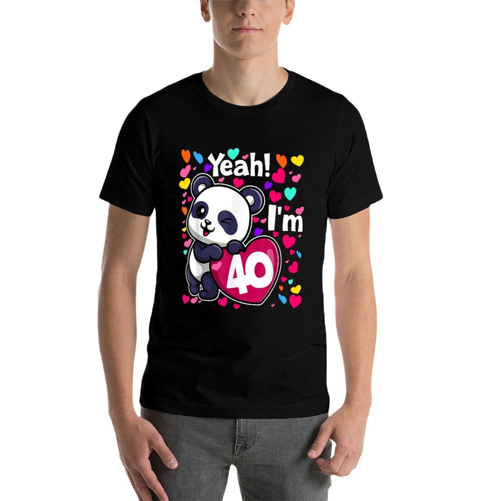 40 Years Old 40th Birthday Panda Hearts Cute Girl Party  Lightweight T-Shirt
