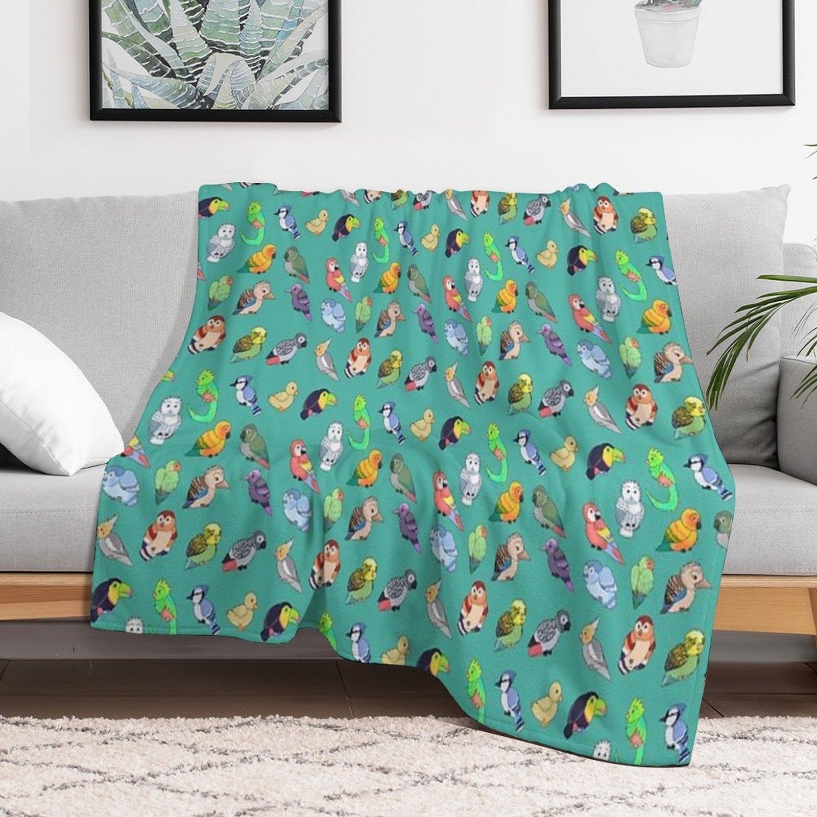 Tiny Birds!! Travel-friendly Throw Blanket