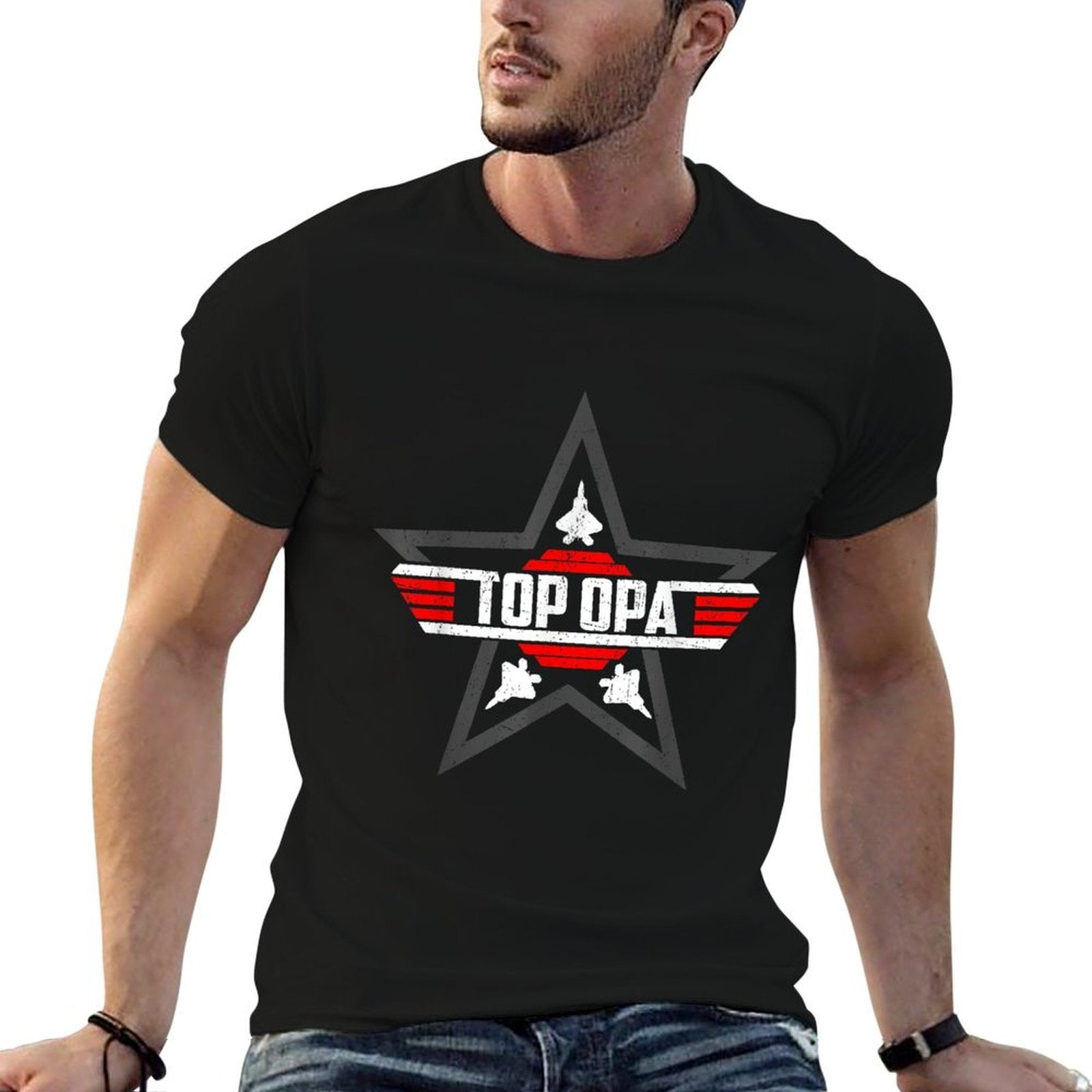 Top Opa from Son Daughter Grandpa Fathers Day  Fade-proof Color T-Shirt