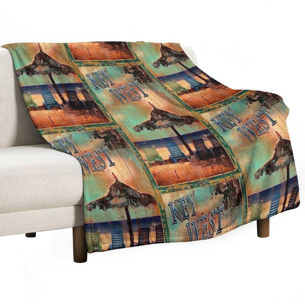 KEY WEST FLORIDA VINTAGE SIGN Anti-pilling Throw Blanket
