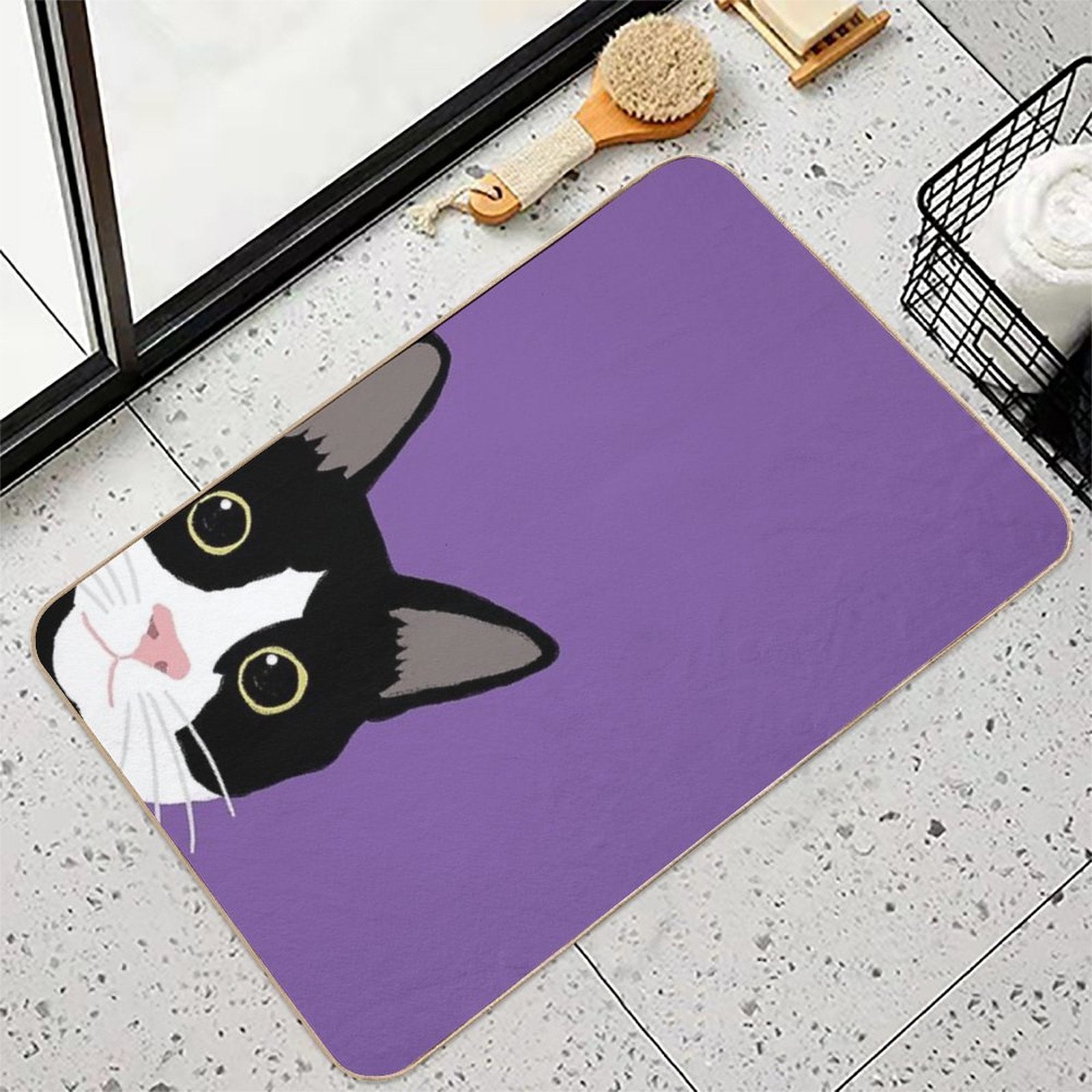 Tuxedo Cat in The Corner  Multi-Purpose Bath Mat