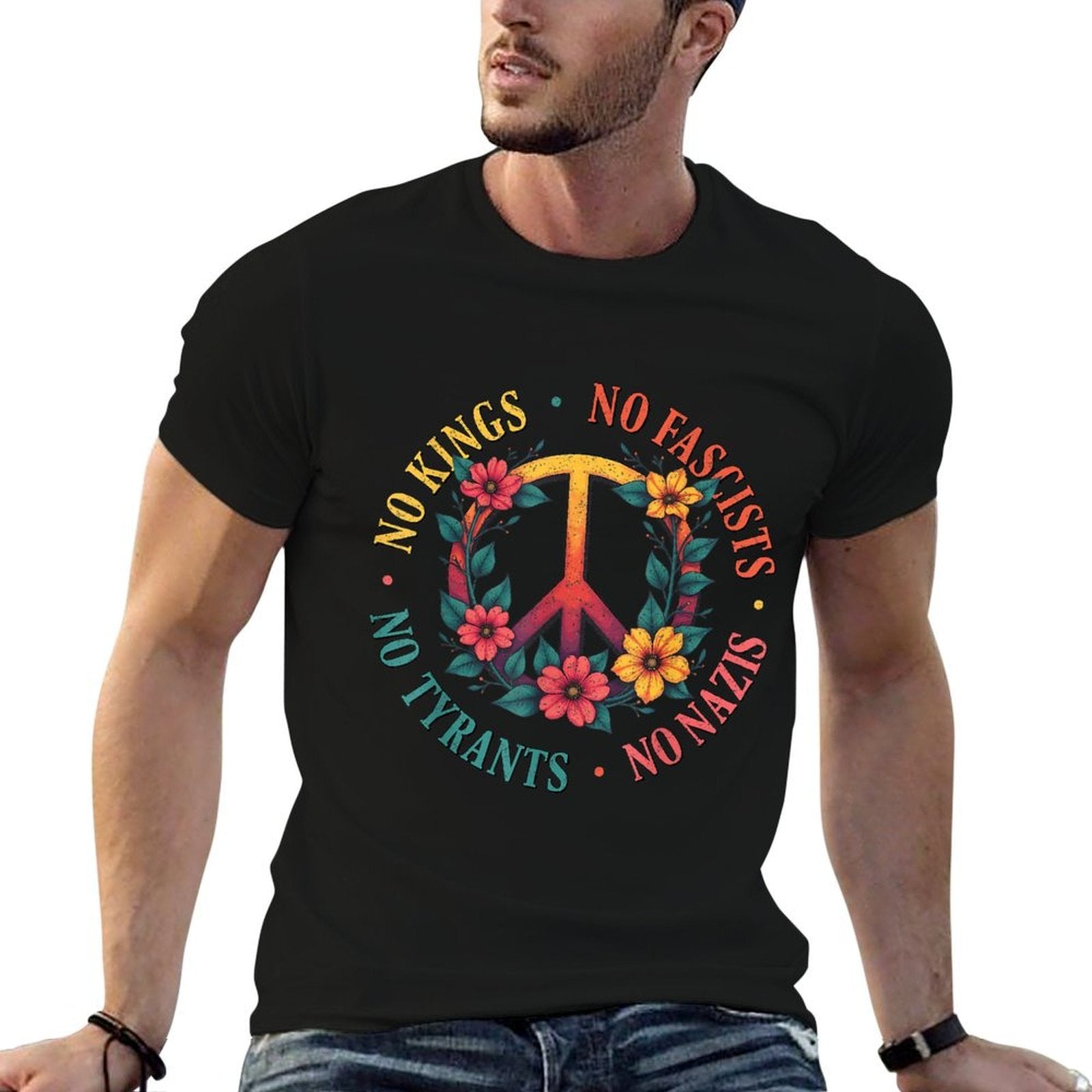 No Kings in America No Fascists Resist Trump 4th July  Wrinkle-resistant T-Shirt