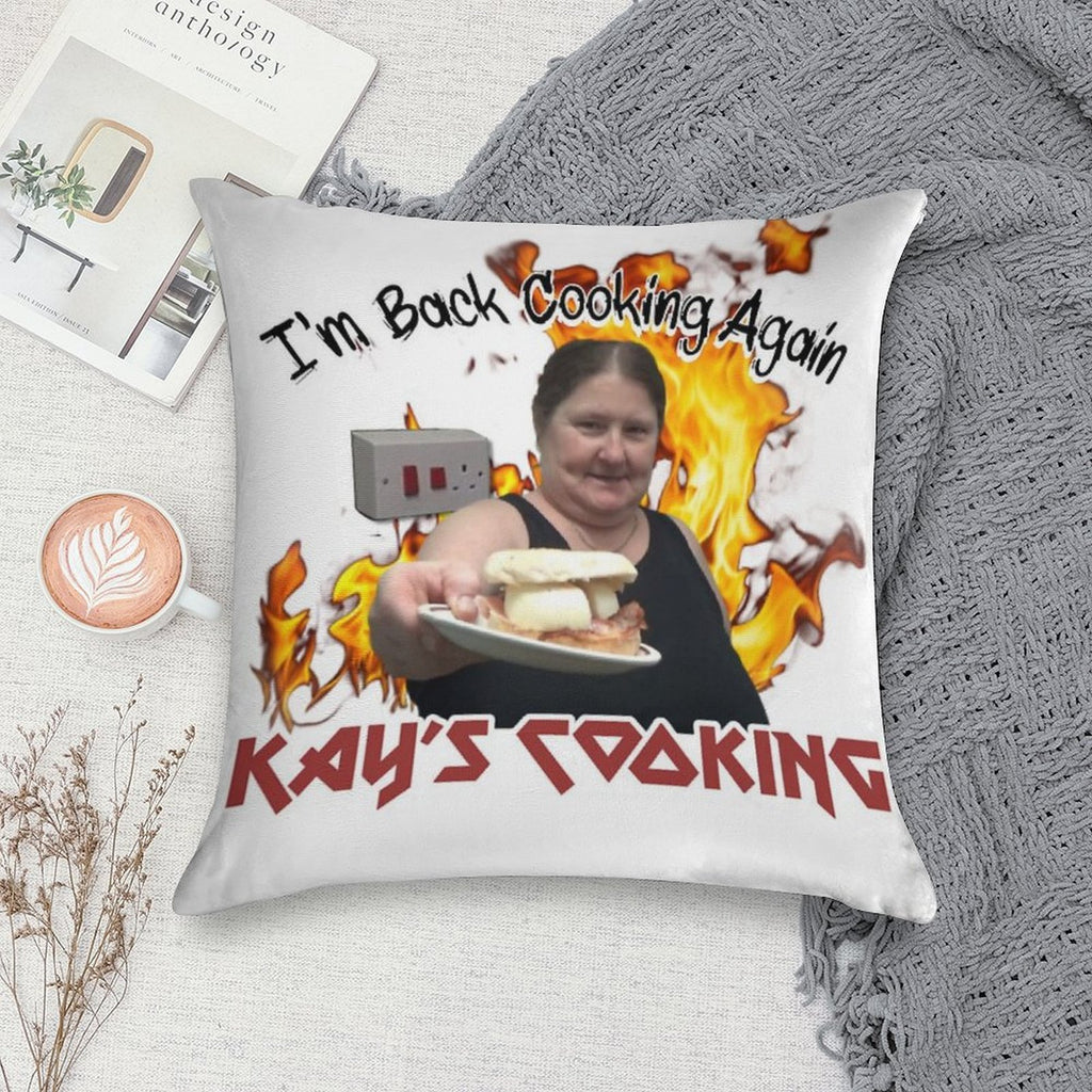 Kay's Cooking - I'm Back Cooking Again Soft Skin-Friendly Throw Pillow
