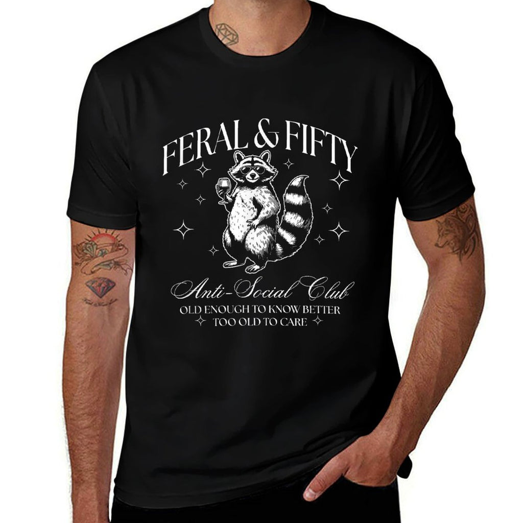 Feral And Fifty, Funny 50th Birthday Raccoon, Feral Fifty  Summer-ready Fabric T-Shirt