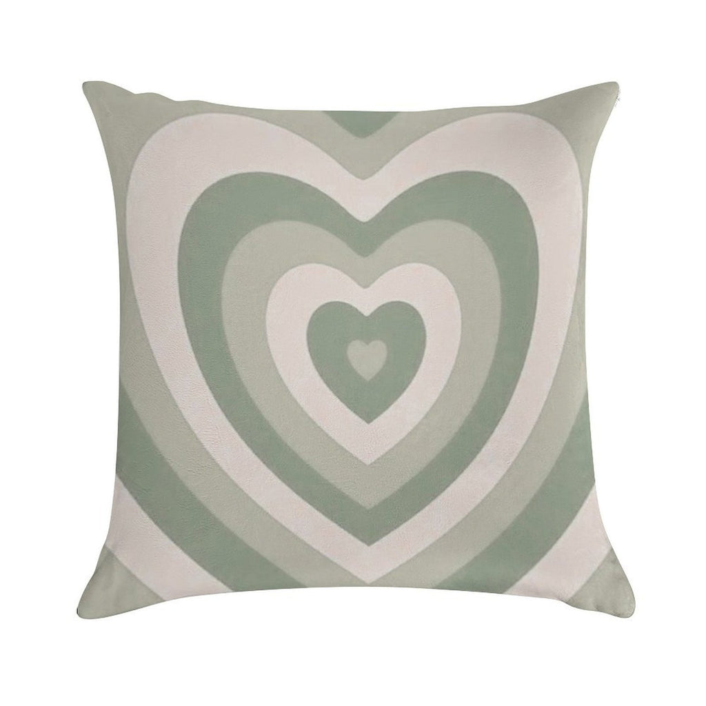 Sage Green Heart Soft Home Decor Throw Pillow