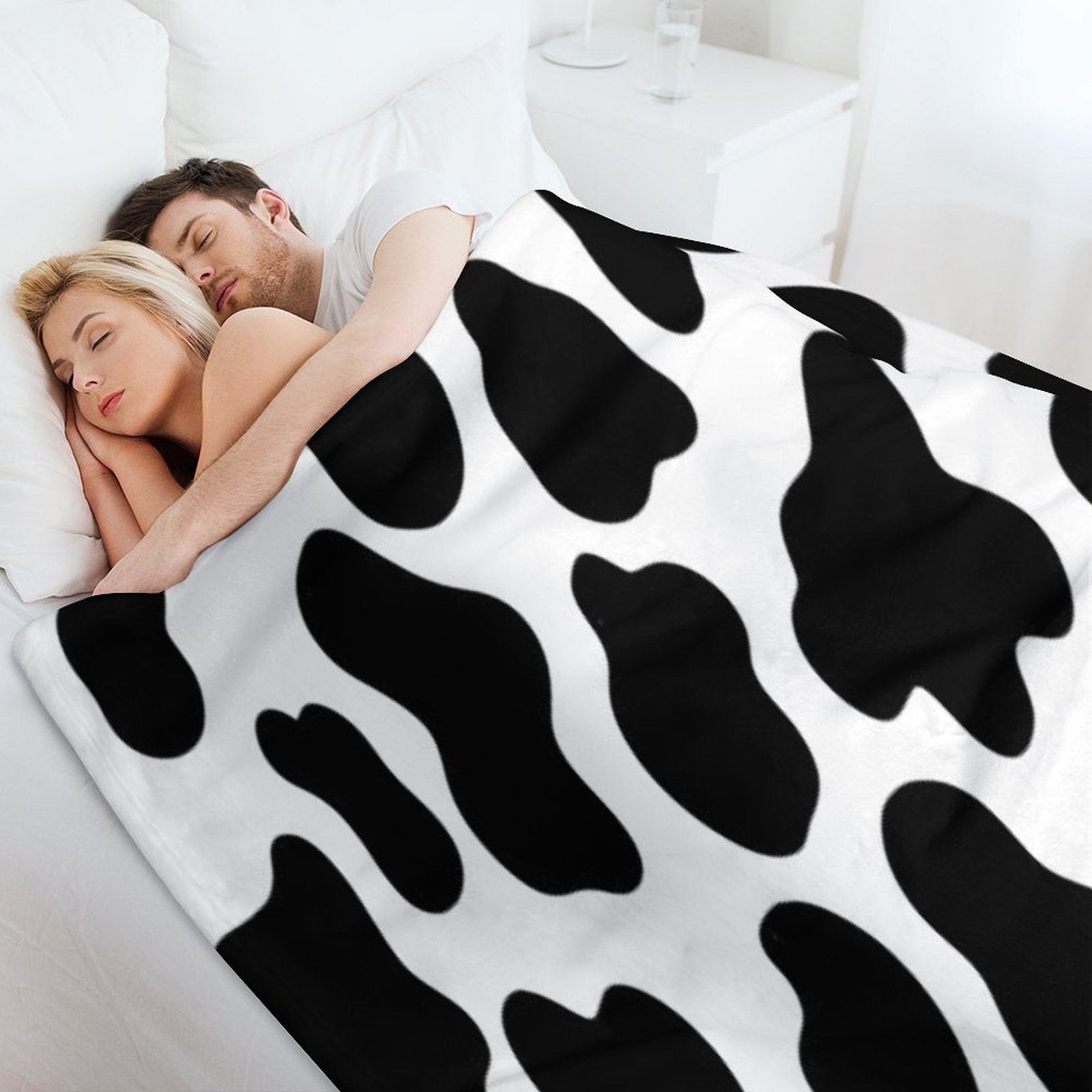 Cow Print Plush Throw Blanket