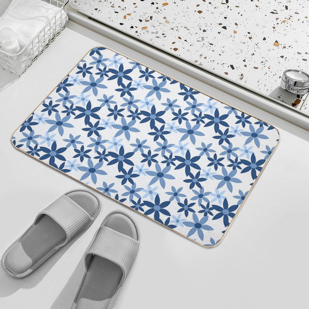 Star Flowers - Blue  Odorless Bath Mat