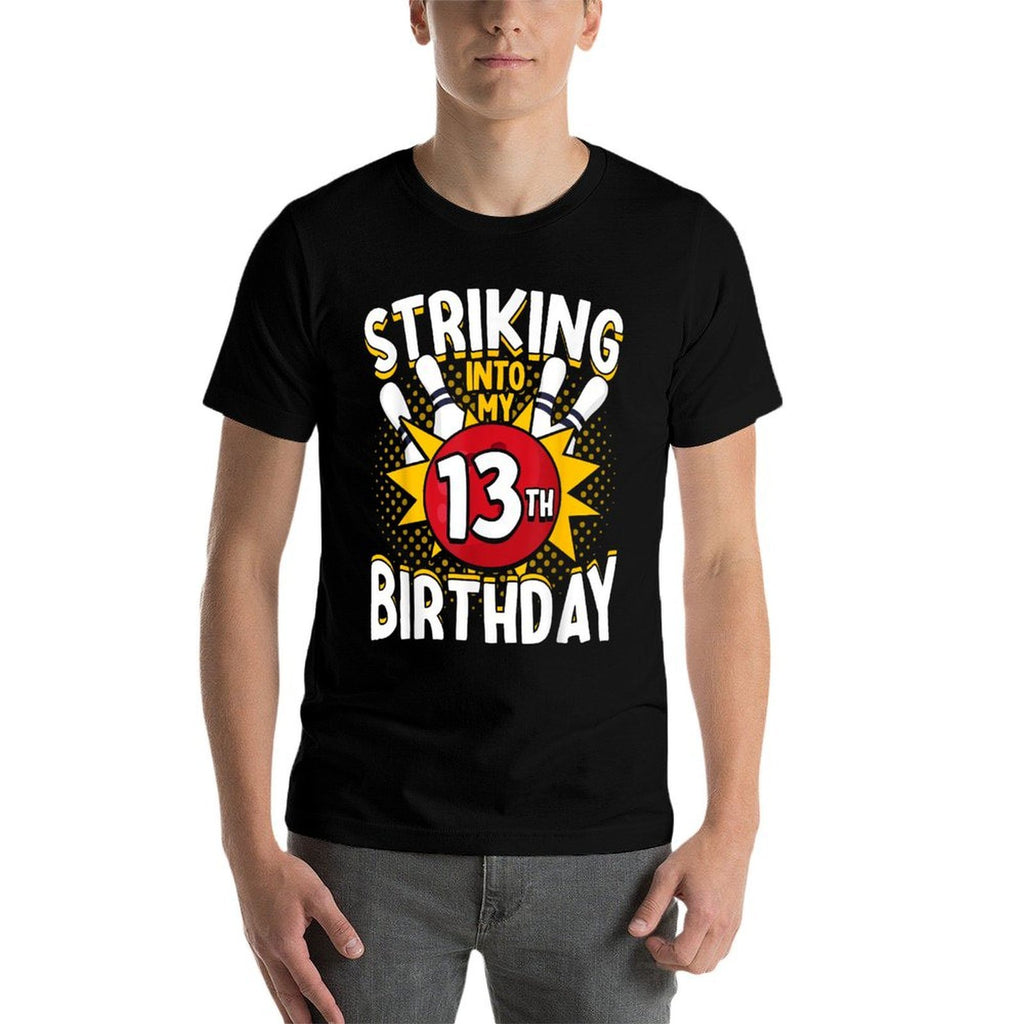 13th Birthday Bowling Theme Striking Into Birthday Kid Boys  Moisture-wicking T-Shirt