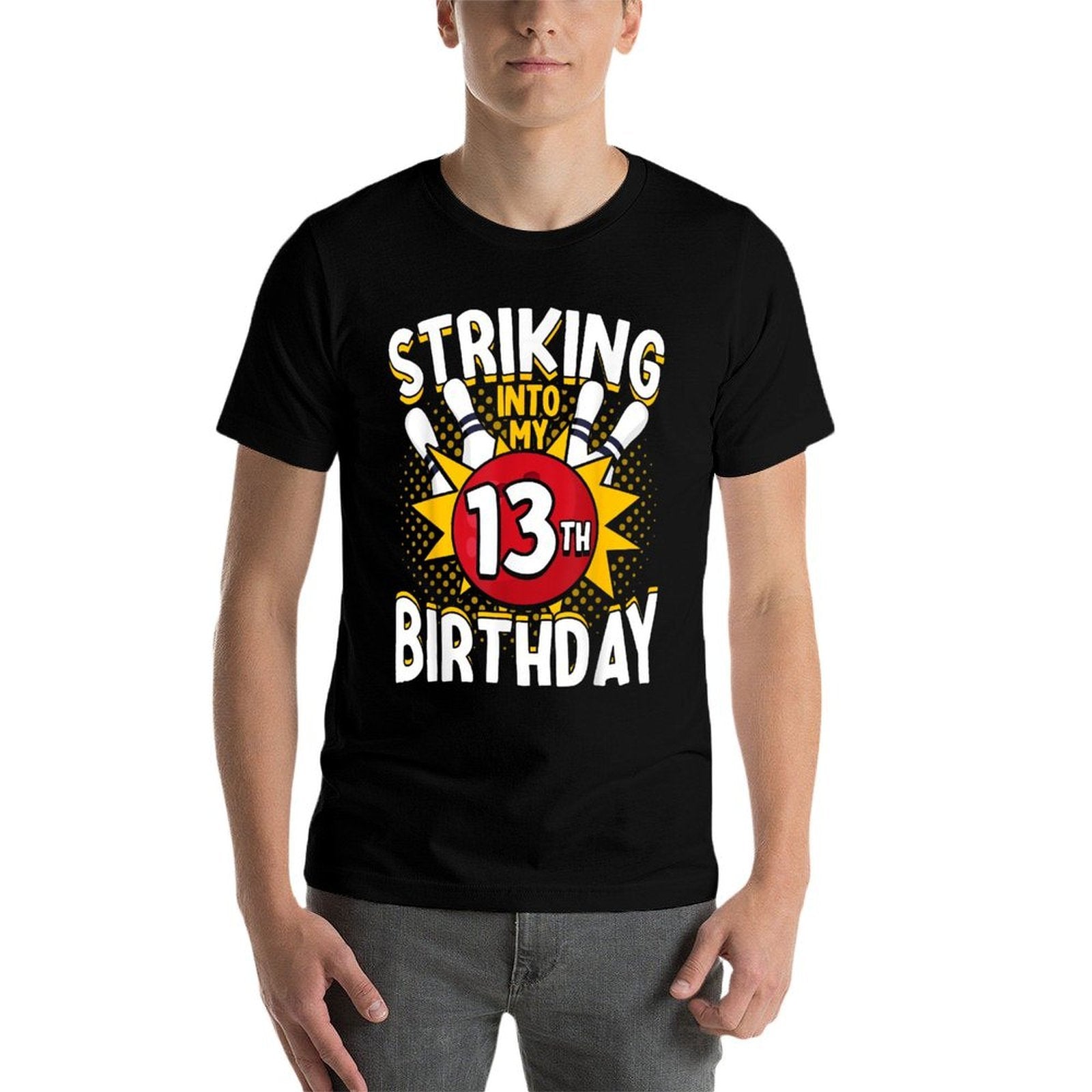 13th Birthday Bowling Theme Striking Into Birthday Kid Boys  Moisture-wicking T-Shirt