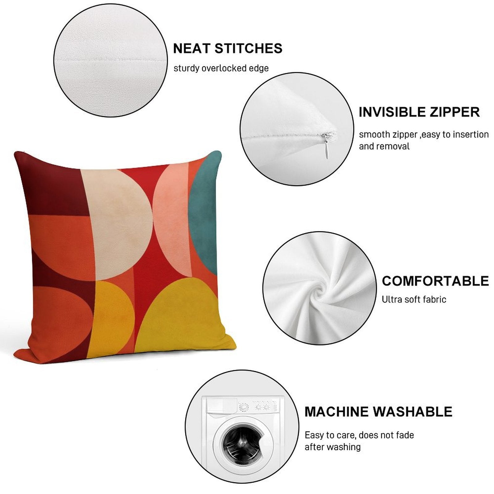 Mid Century 1 Soft Shrink-Resistant Throw Pillow