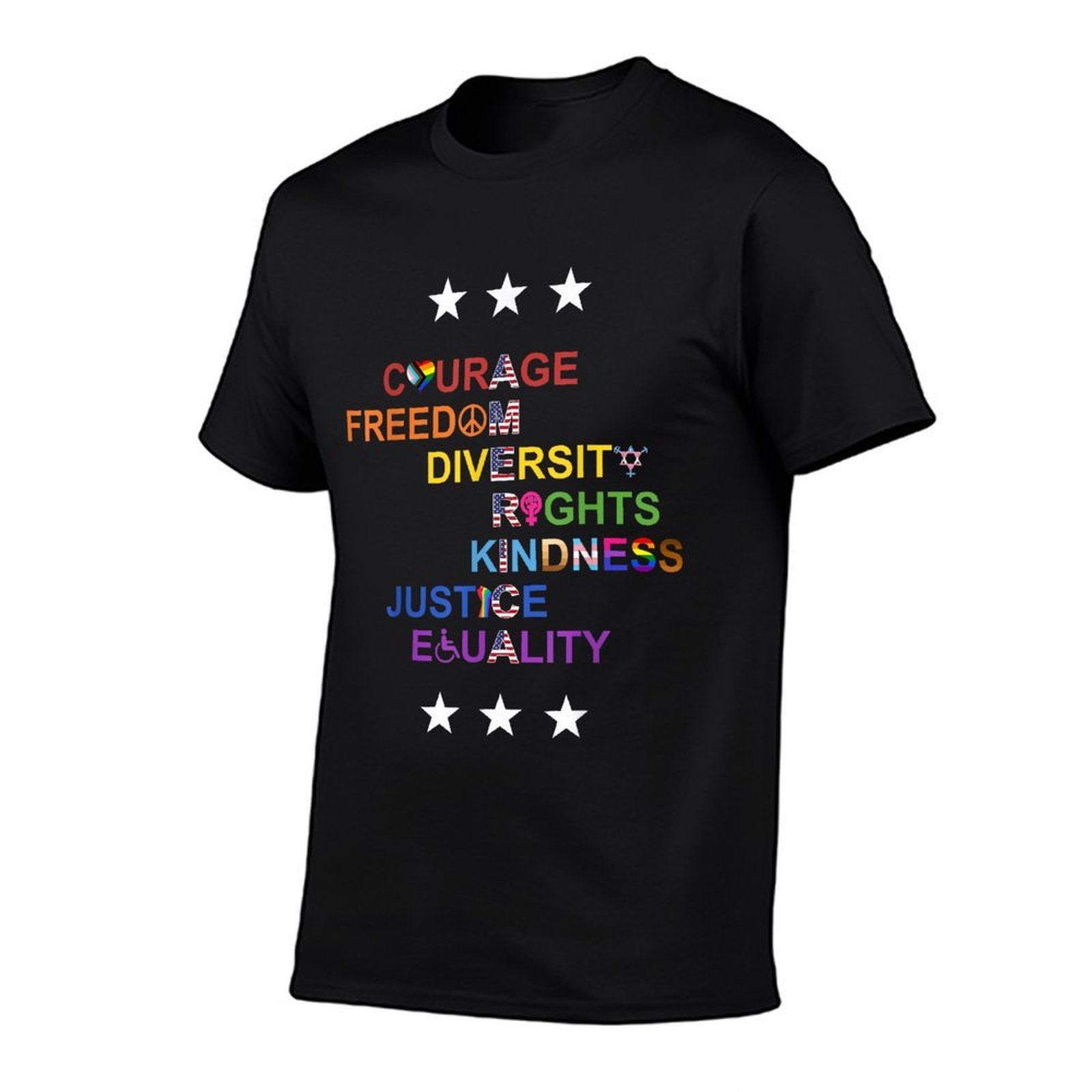 America Courage Freedom Diversity  Tagless Design T-Shirt