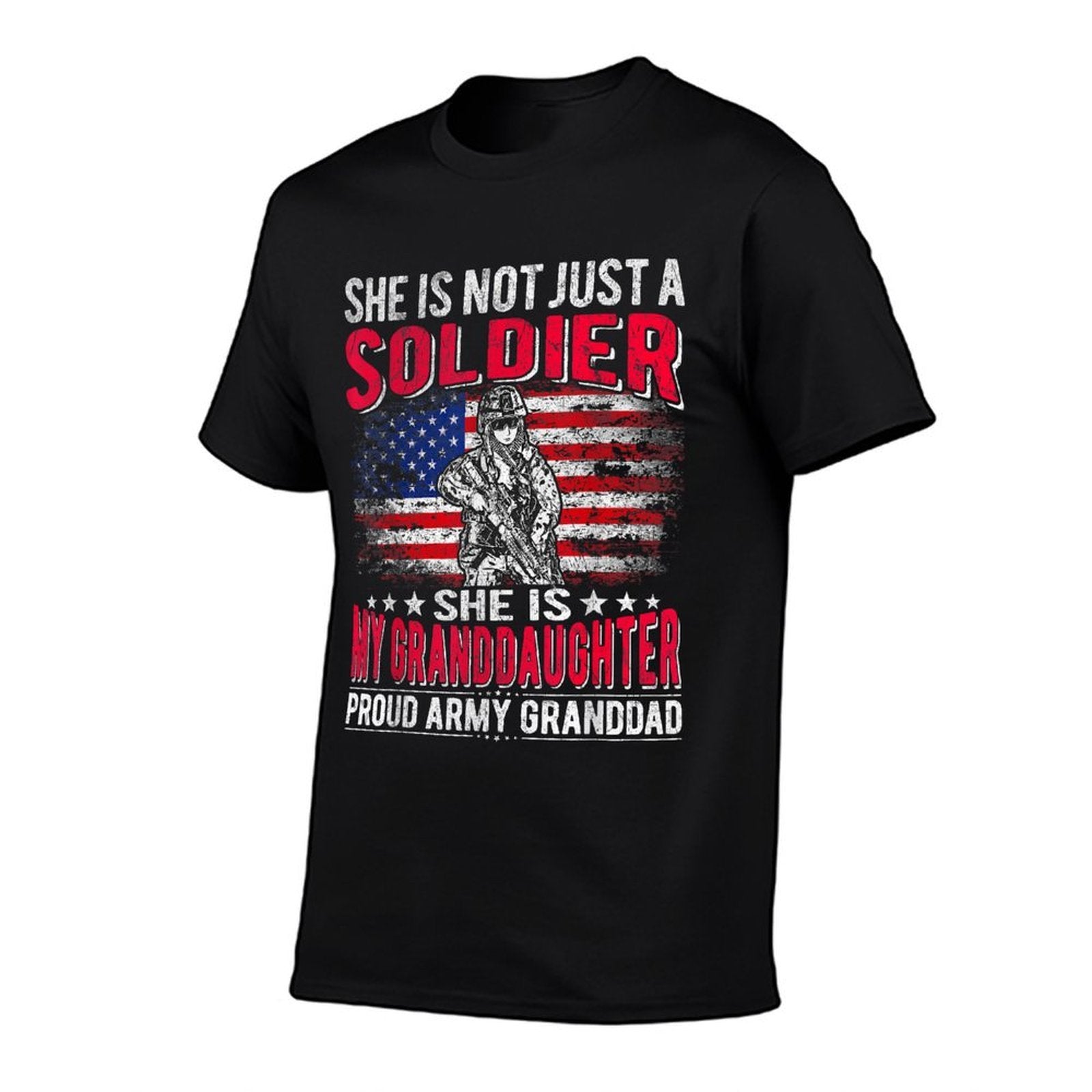 My Granddaughter My Soldier Proud Army Granddad Grandpa Gift  Oversized Silhouette T-Shirt