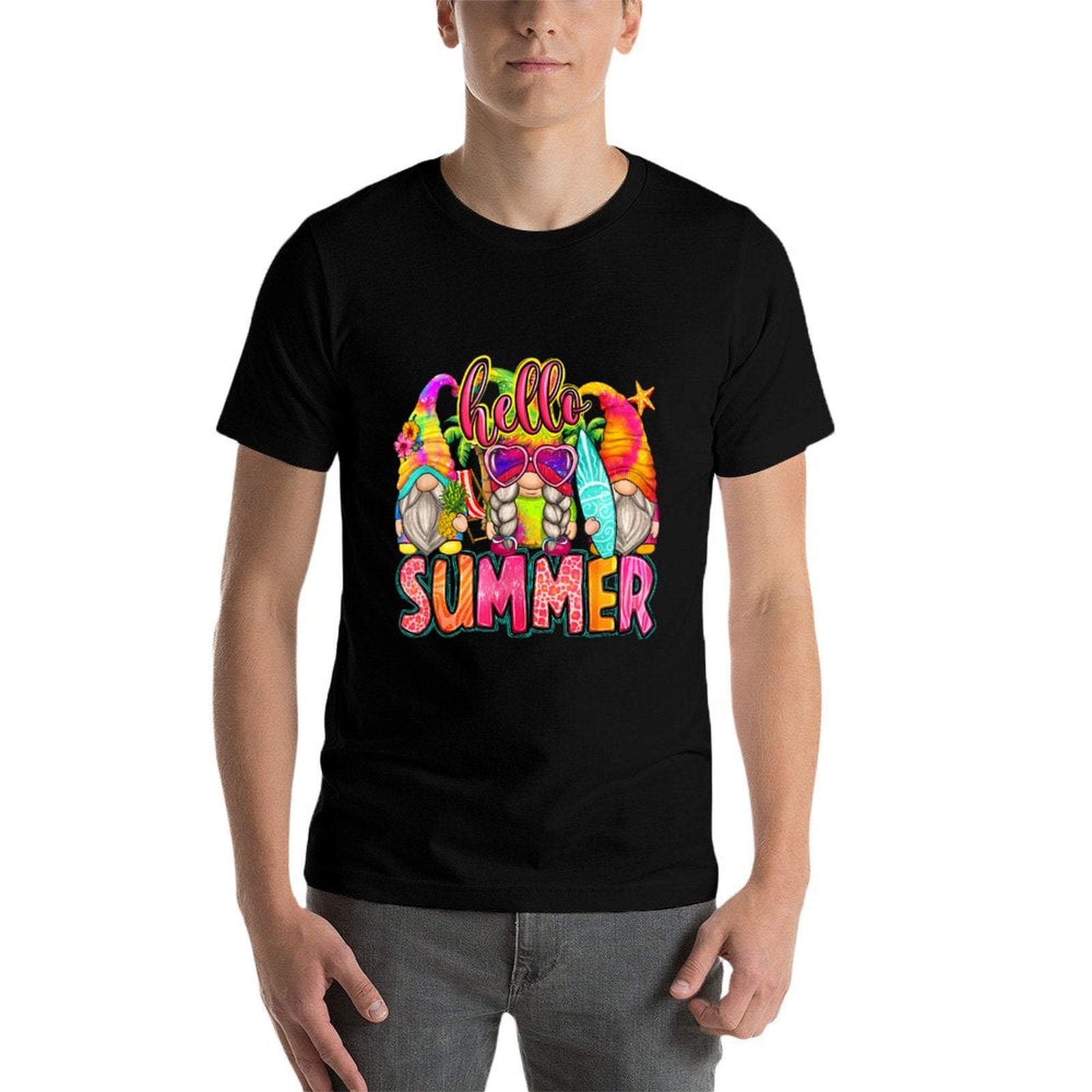 Cute Hello Summer Gnomes Beach Gnomes  Polyester Blend T-Shirt