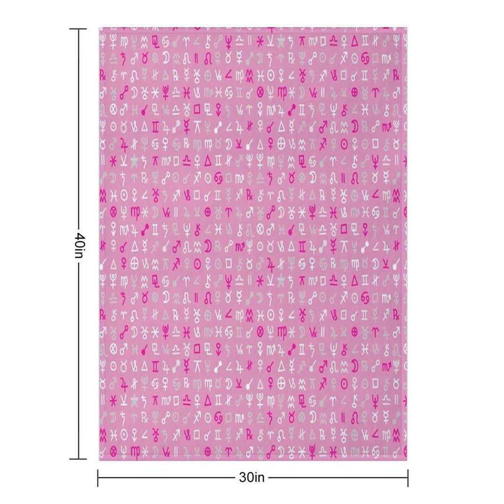 Astrology Symbols And Signs Pink Pattern Wrinkle-free Throw Blanket