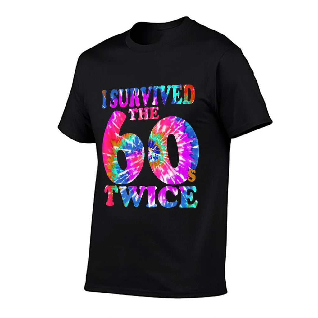 I Survived The Sixties 60s Twice Tie Dye 70th Birthday  Oversized Silhouette T-Shirt