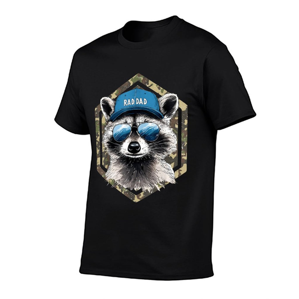 Rad Dad Camo Dad Retro Fathers Day Funny Raccoon  Slim-fit Cut T-Shirt