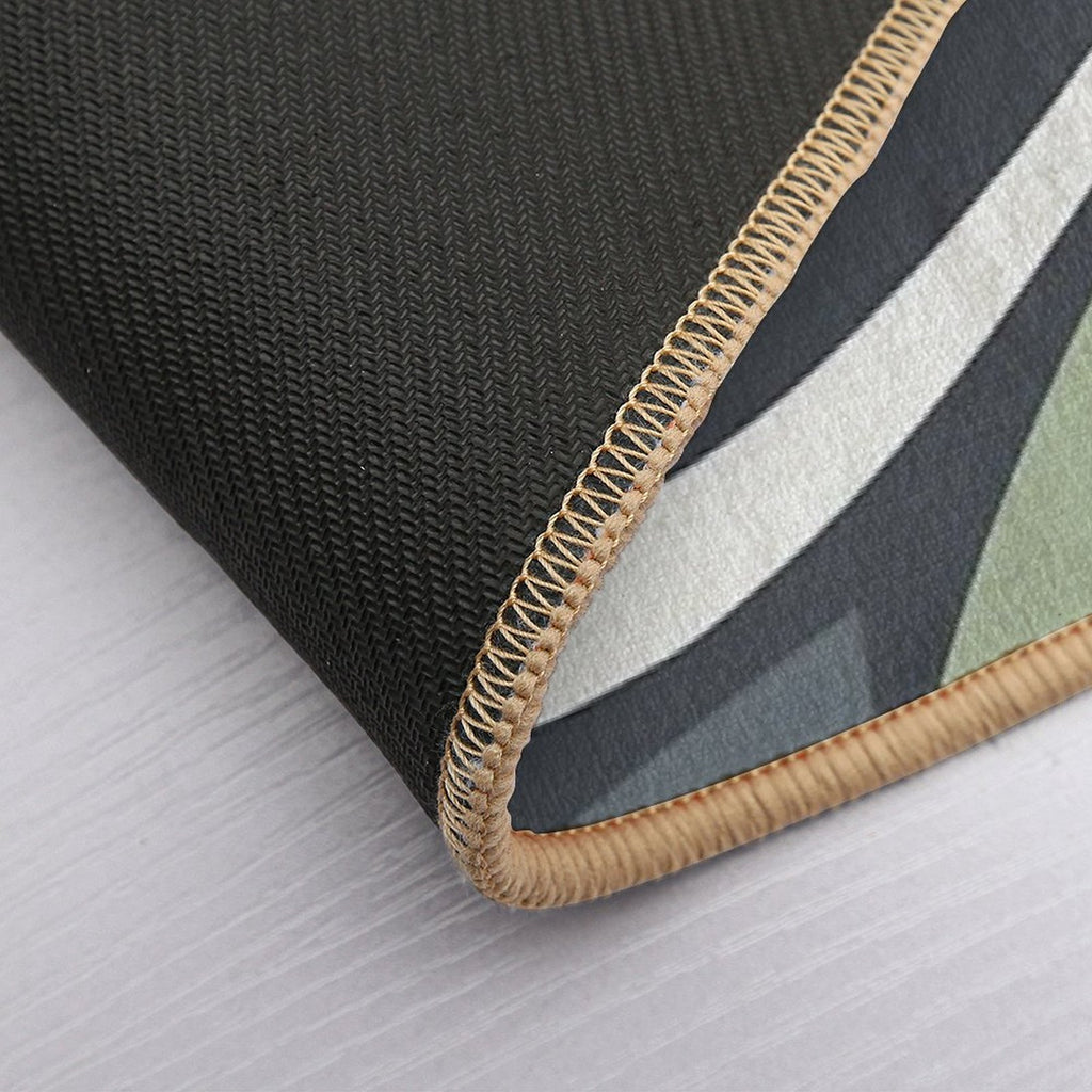 Mid Century Modern Abstract 8 Charcoal, Sage Green, Beige  Odorless Bath Mat
