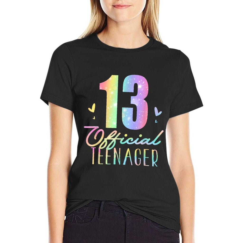 13 Officialnager Thirteen Year Old Tie Dye 13th Birthday  Ribbed Collar T-Shirt
