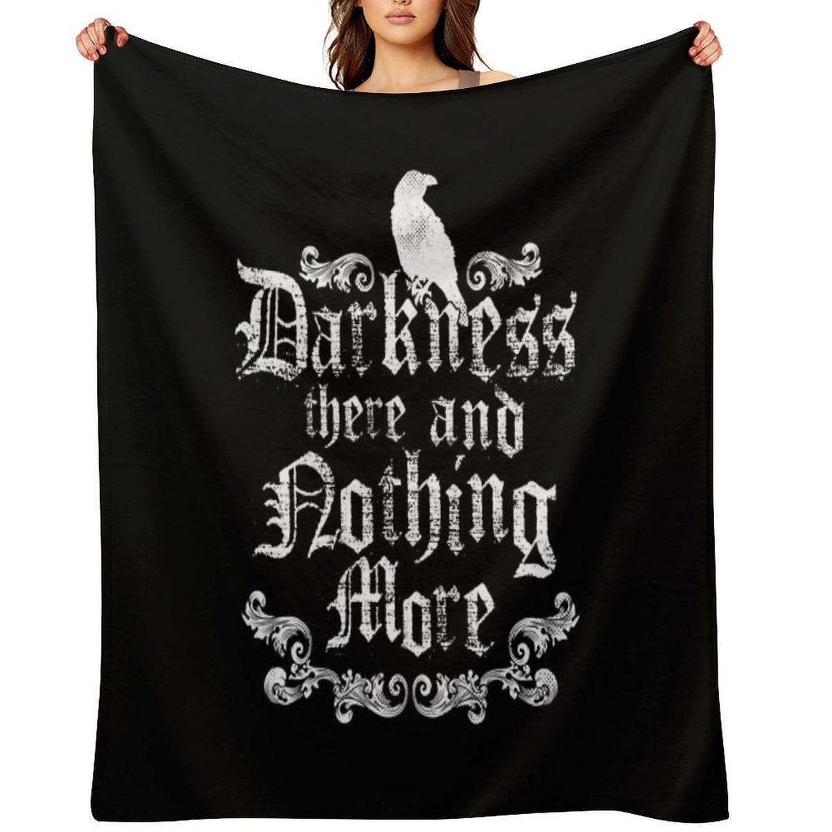 Raven Darkness  - Gothic Horror Poetry Quote - Vintage Distressed - Poe Travel-friendly Throw Blanket