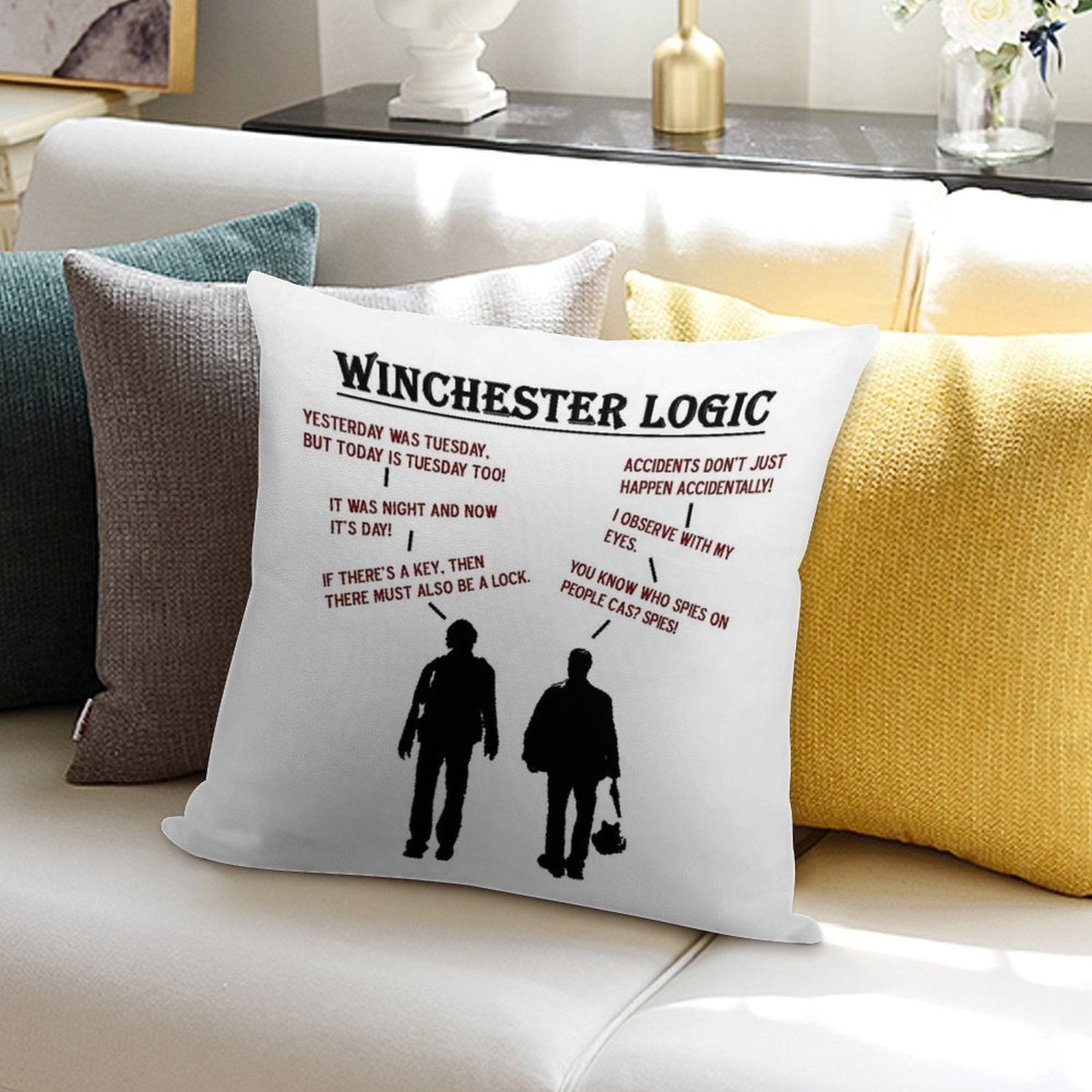 Supernatural Winchester Logic Soft High-Density Material Throw Pillow