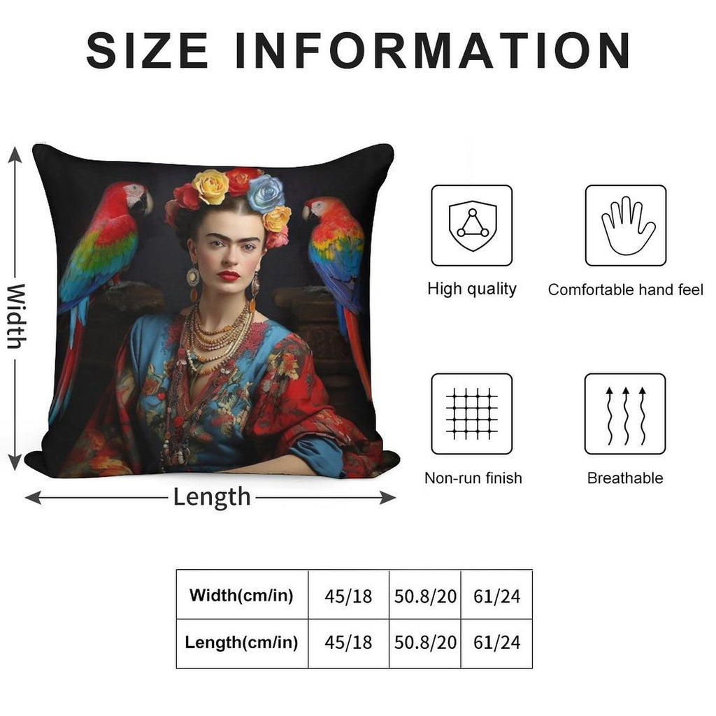 Frida Kahlo 9 Soft Hidden Zipper Throw Pillow