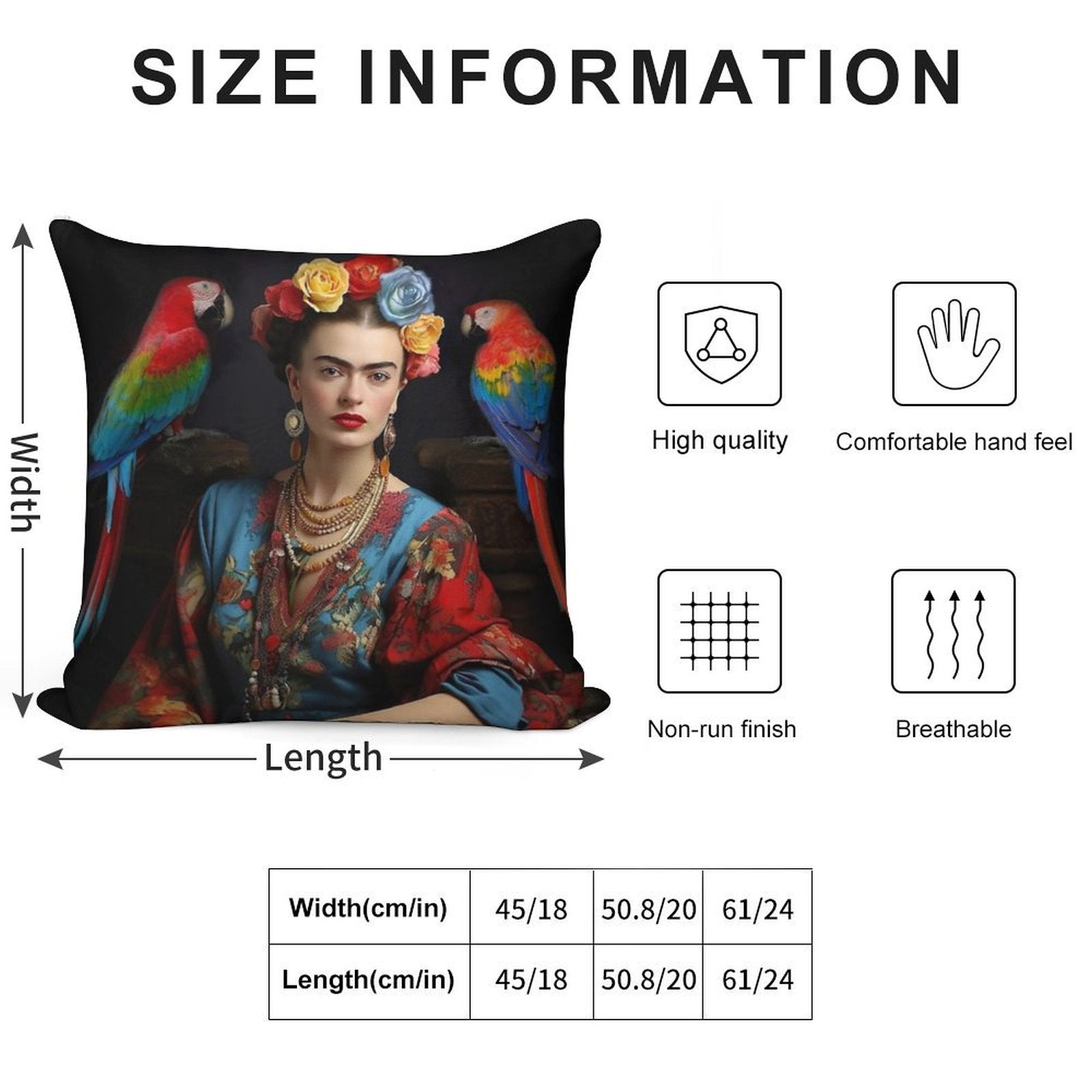 Frida Kahlo 9 Soft Hidden Zipper Throw Pillow