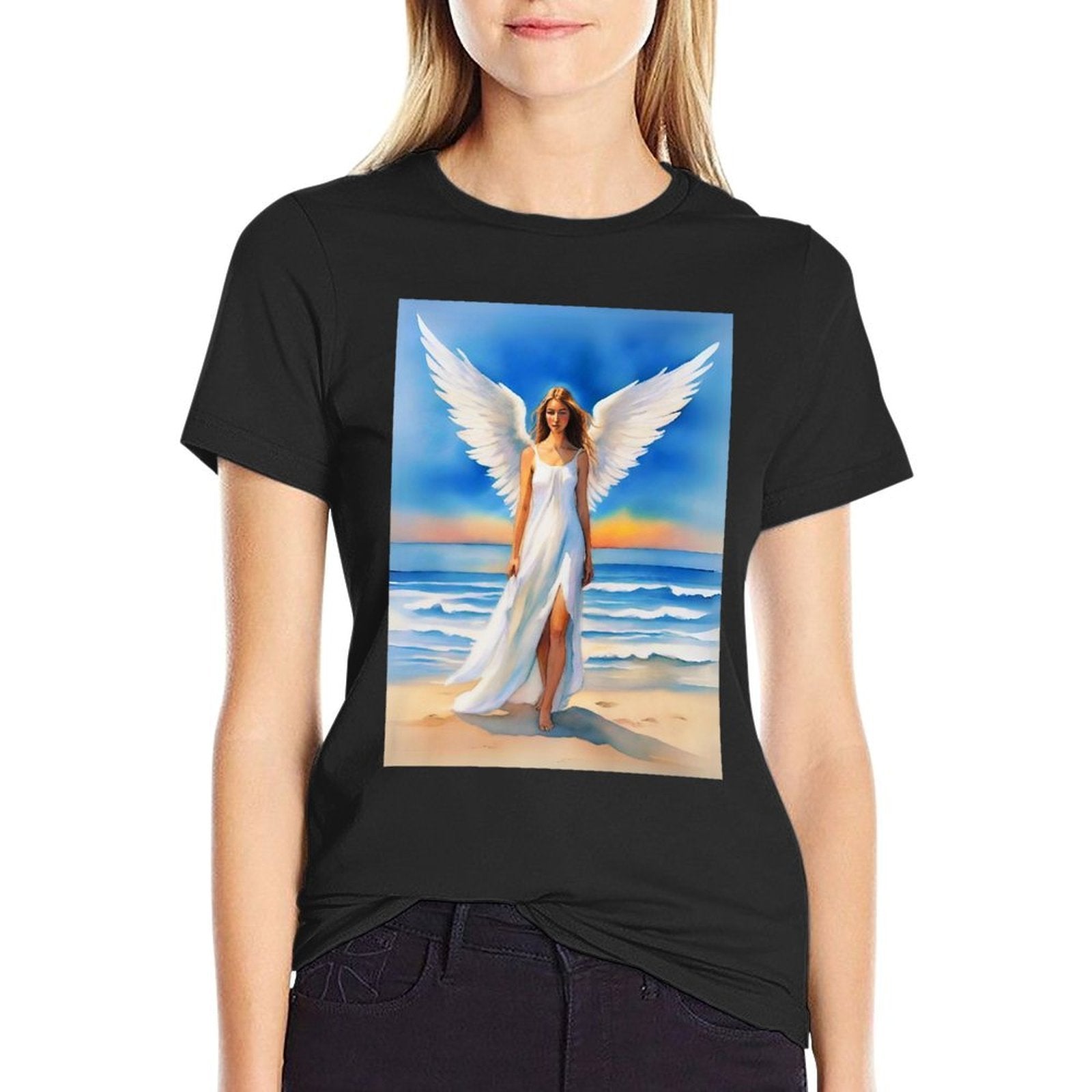 Angel on The Beach at Twilight Premium  Easy-care T-Shirt