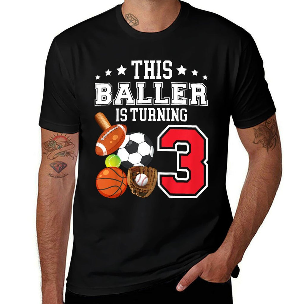 Kids 3rd Birthday Sports Birthday Theme 3 Year Old Boy  Odor-resistant T-Shirt
