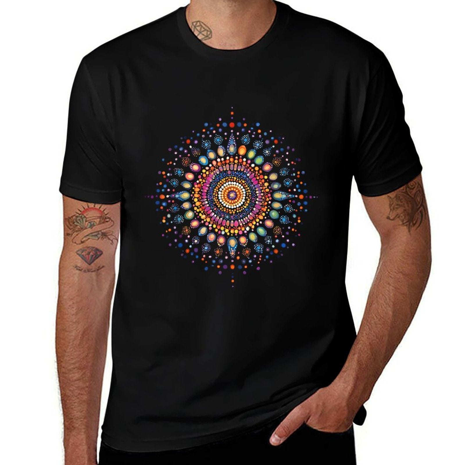 Radiant Mandala 2024 Intricate Dot Art Design Comfortable T-Shirt