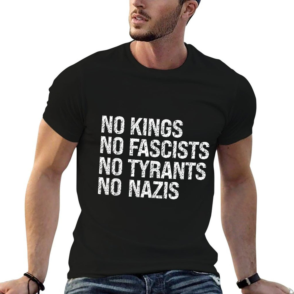 No Kings No Fascists No Tyrants No Nazis Protest  Rolled Sleeves T-Shirt