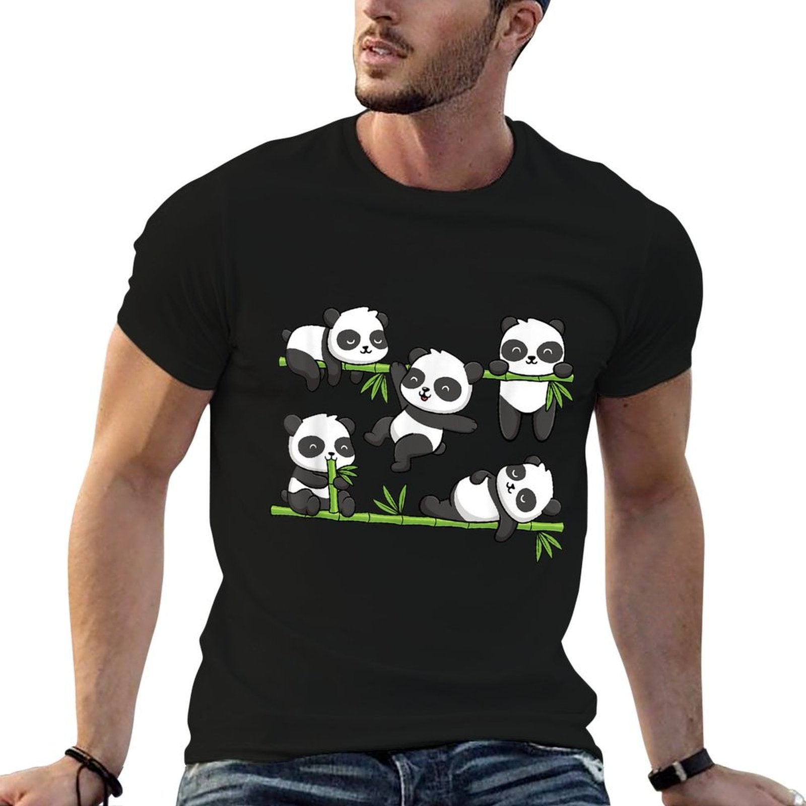 Cute Kawaii Panda Bear Panda Lover Men Women Kids  Stretchy T-Shirt