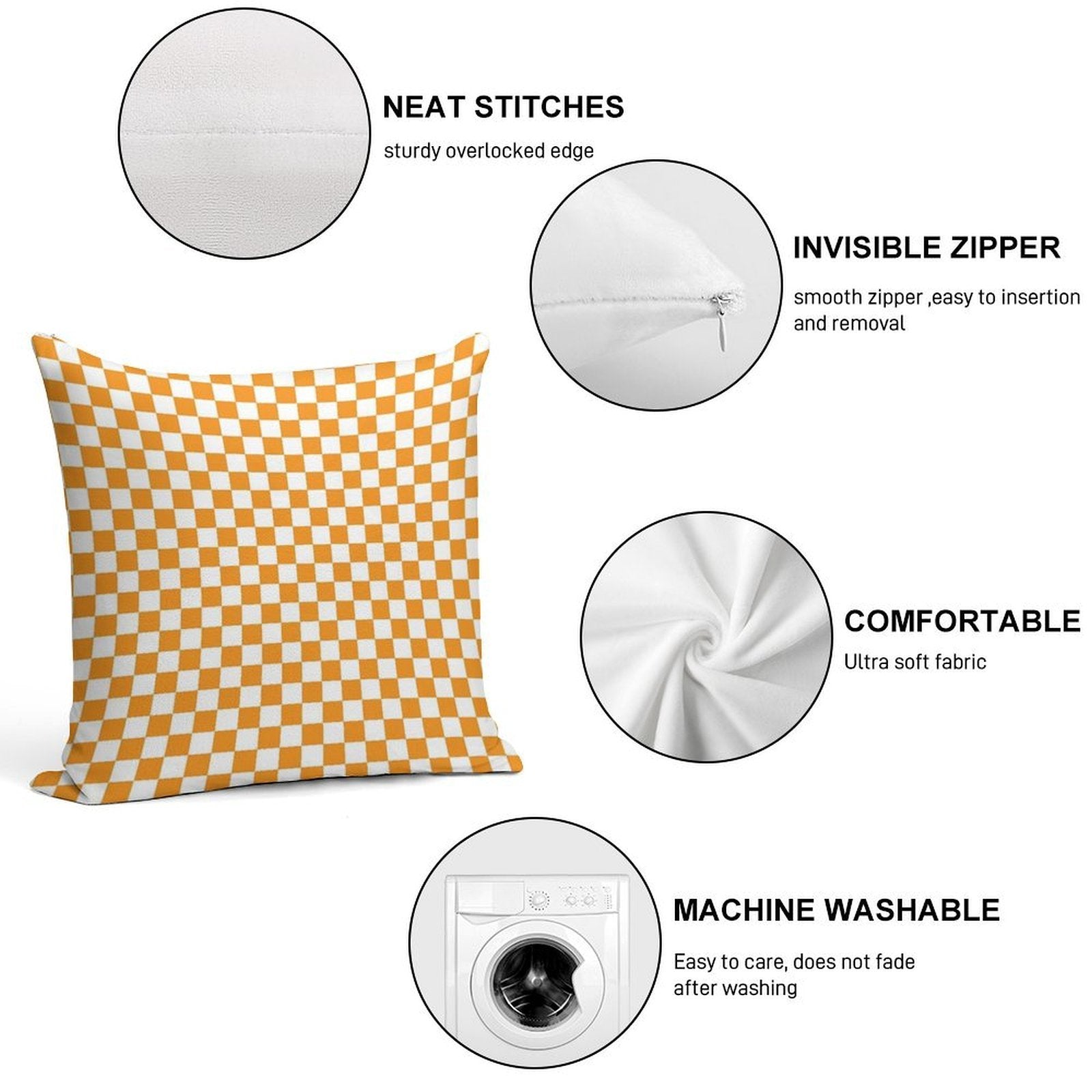 Tennessee Orange Pattern Soft Washable Throw Pillow