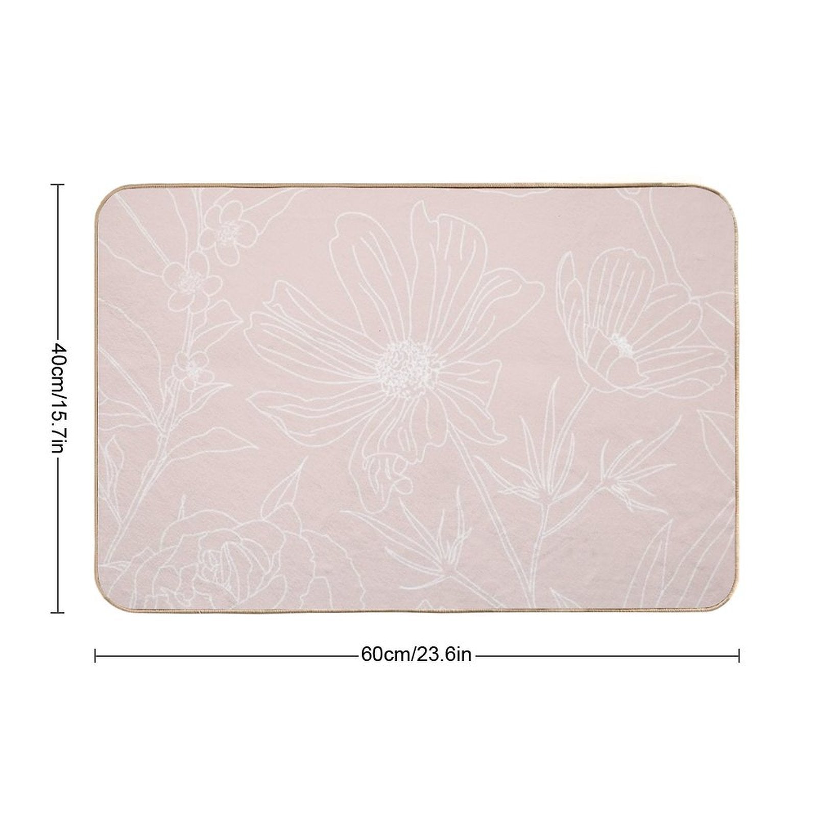 Trendy White Flowers Outlines Blush Pink Design  Eco-Friendly Bath Mat