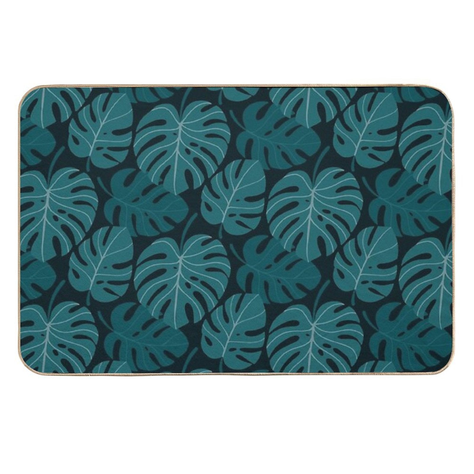 Dark Monstera  Easy To Clean Bath Mat